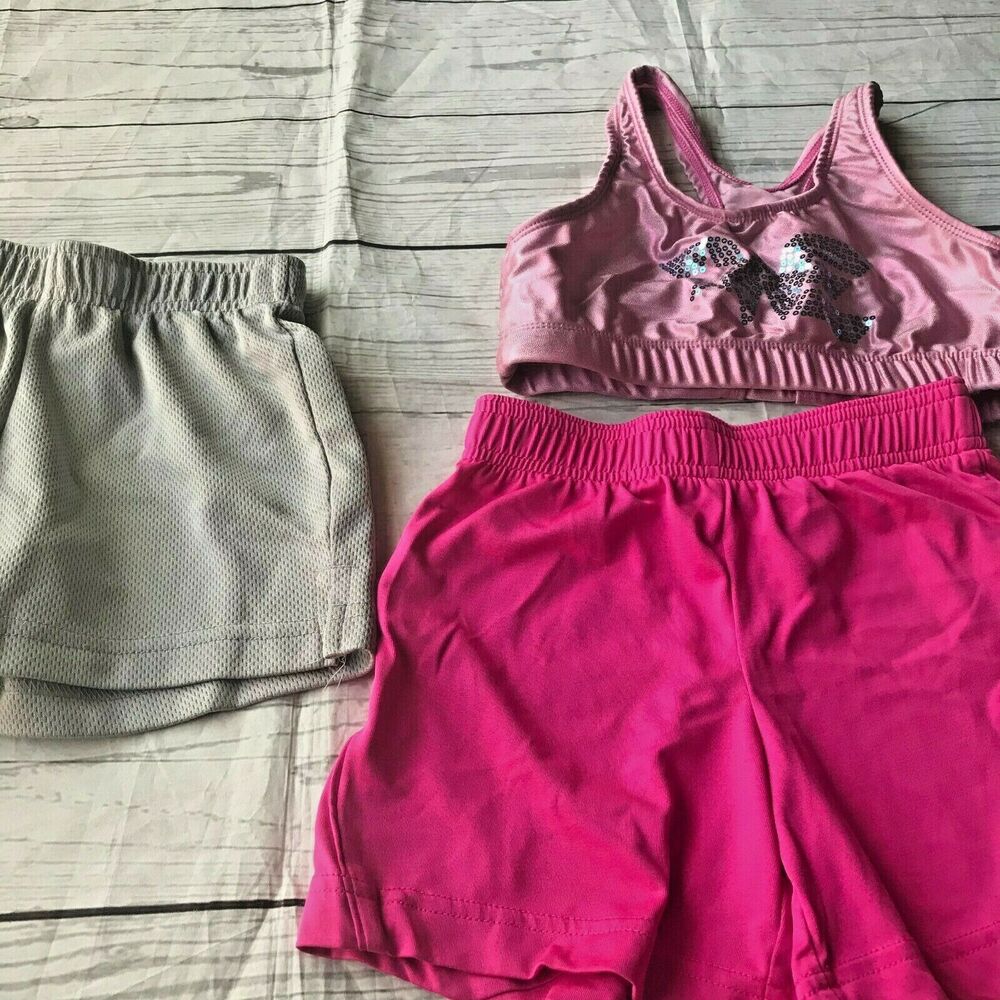 Danskin Girls Sports Athletic Bundle Lot Shorts Sports Bra Sz XS 4-5